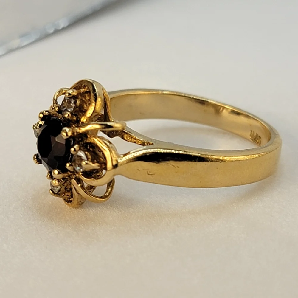 Vintage DAC Garnet Gold Plated Simulated January Birthstone Ring Size 9.5